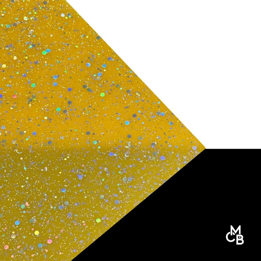 1/8" Golden Yellow Diamond Dust Glitter Dots Cast Acrylic Sheets - Acrylic Sheets