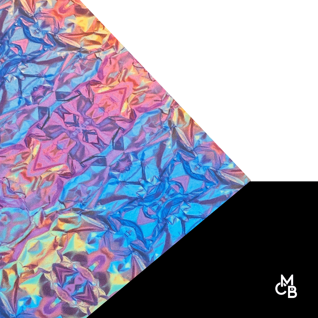 1/8" Iridescent Crumpled Rainbow on Iridescent Blue Pattern Acrylic Sheet CMB PRESTIGE PATTERNS - CMB Pattern Acrylic