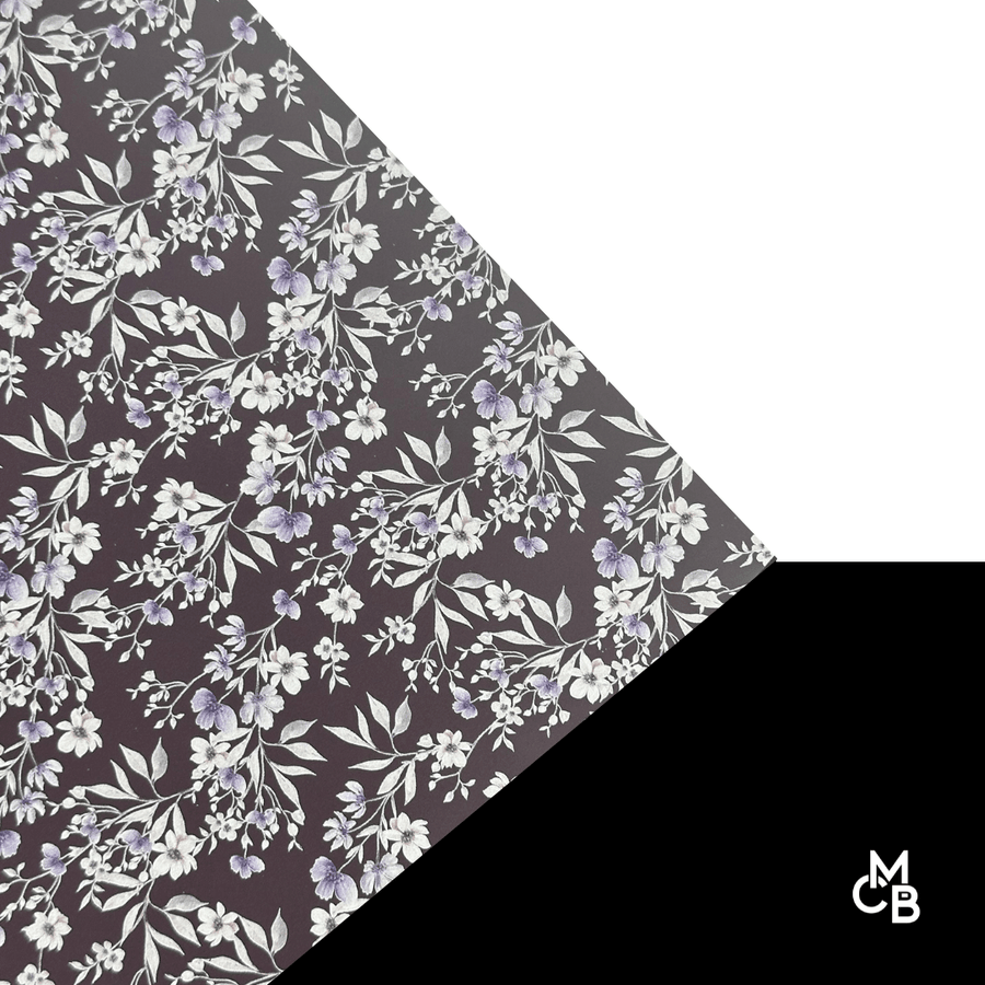 1/8" Purple Floral Vines On Matte Eggplant Pattern Acrylic Sheet CMB PRESTIGE PATTERNS - CMB Pattern Acrylic