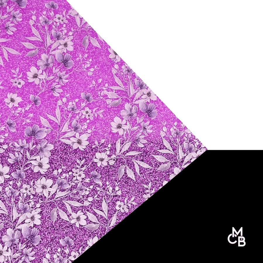 1/8" Purple Floral Vines On Neon Purple Glitter Pattern Acrylic Sheet CMB PRESTIGE PATTERNS - CMB Pattern Acrylic