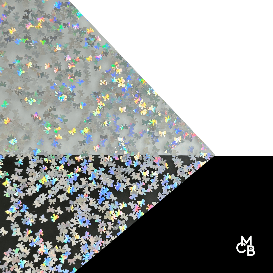 1/8" Silver Holographic Bow Shaped Glitter Cast Acrylic Sheets - Acrylic Sheets