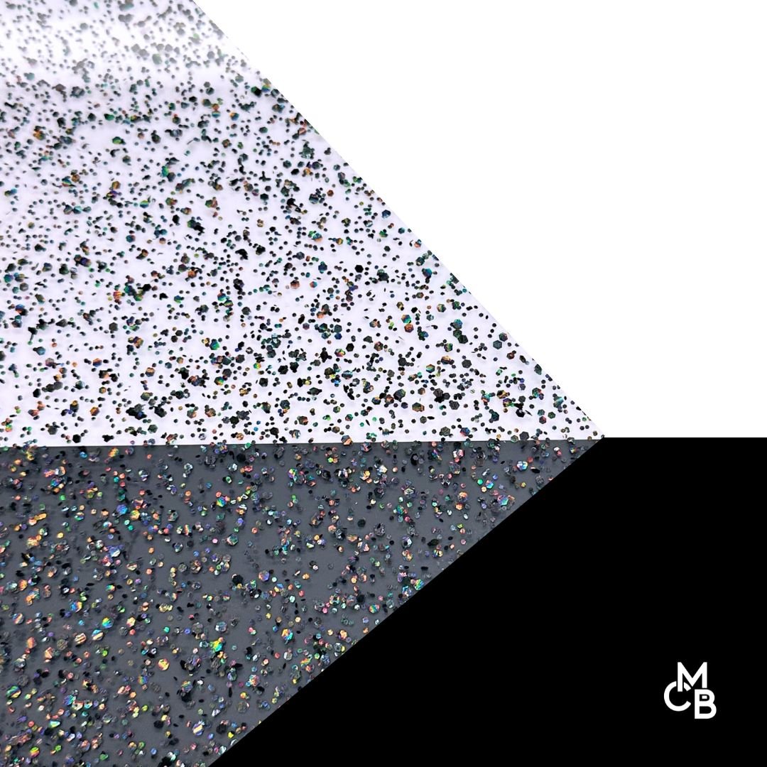 1/8" Trippy Holographic Black GlitterBlend Cast Acrylic Sheets - Acrylic Sheets