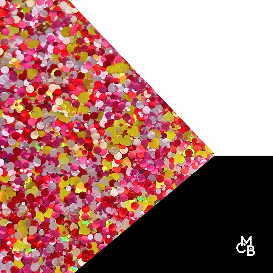 1/8" Tutti Fruitti Love Glitter Dots Cast Acrylic Sheets - Acrylic Sheets