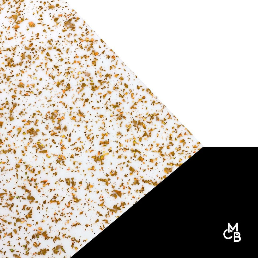 1/8" White Gold Lux Flake Glitter Cast Acrylic Sheets - Acrylic Sheets