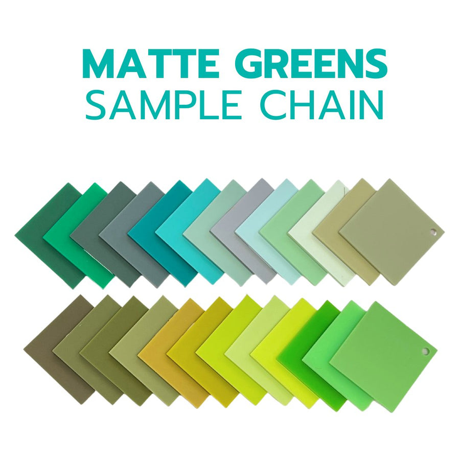 2" Sample Bundle - 1/8" Matte Greens Acrylic Sheets - Acrylic Sheet Bundles