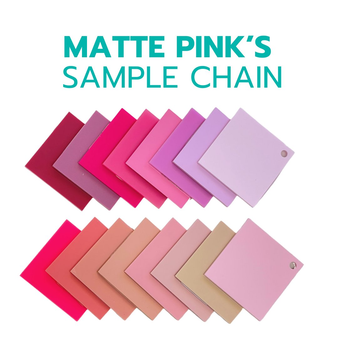 2" Sample Bundle - 1/8" Matte Pink's Acrylic Sheets - Acrylic Sheet Bundles