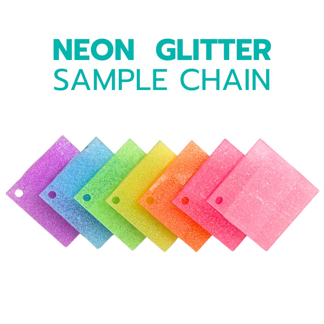 2" Sample Bundle - 1/8" Neon Glitter Acrylic Sheets - Acrylic Sheet Bundles