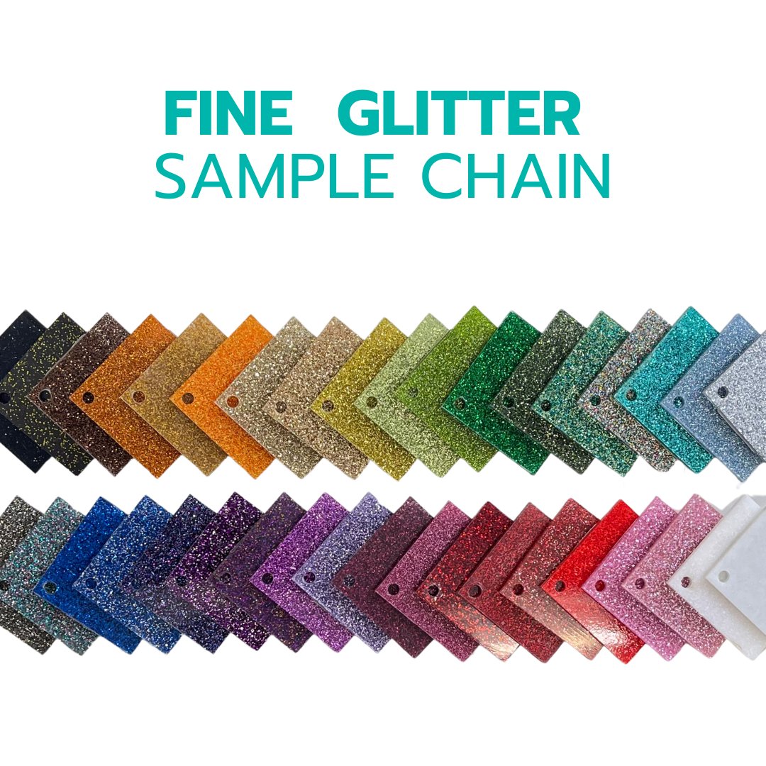 2" Sample Chain - 1/8" Fine Glitter Acrylic Sheets - Acrylic Sheet Bundles