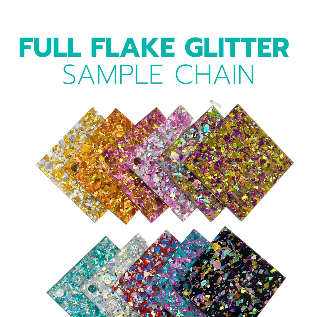 2" Sample Chain - Full Flake Glitters - Acrylic Sheet Bundles