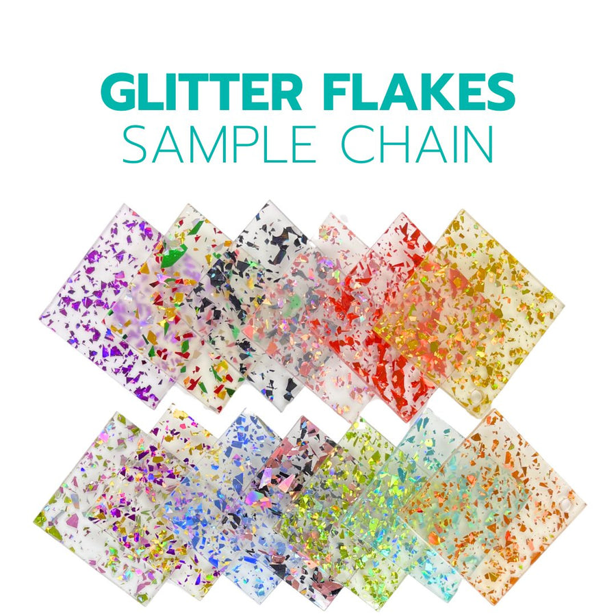 2" Sample Chain - Scattered Flake Glitters - Acrylic Sheet Bundles