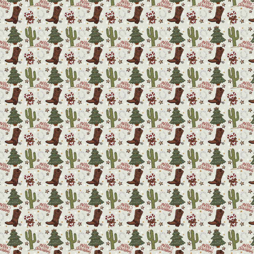 Cowboy Christmas Pattern Acrylic Sheet