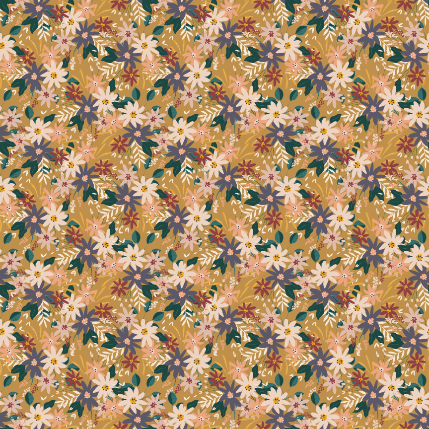 Floral Bloom Mustard Pattern Acrylic Sheet