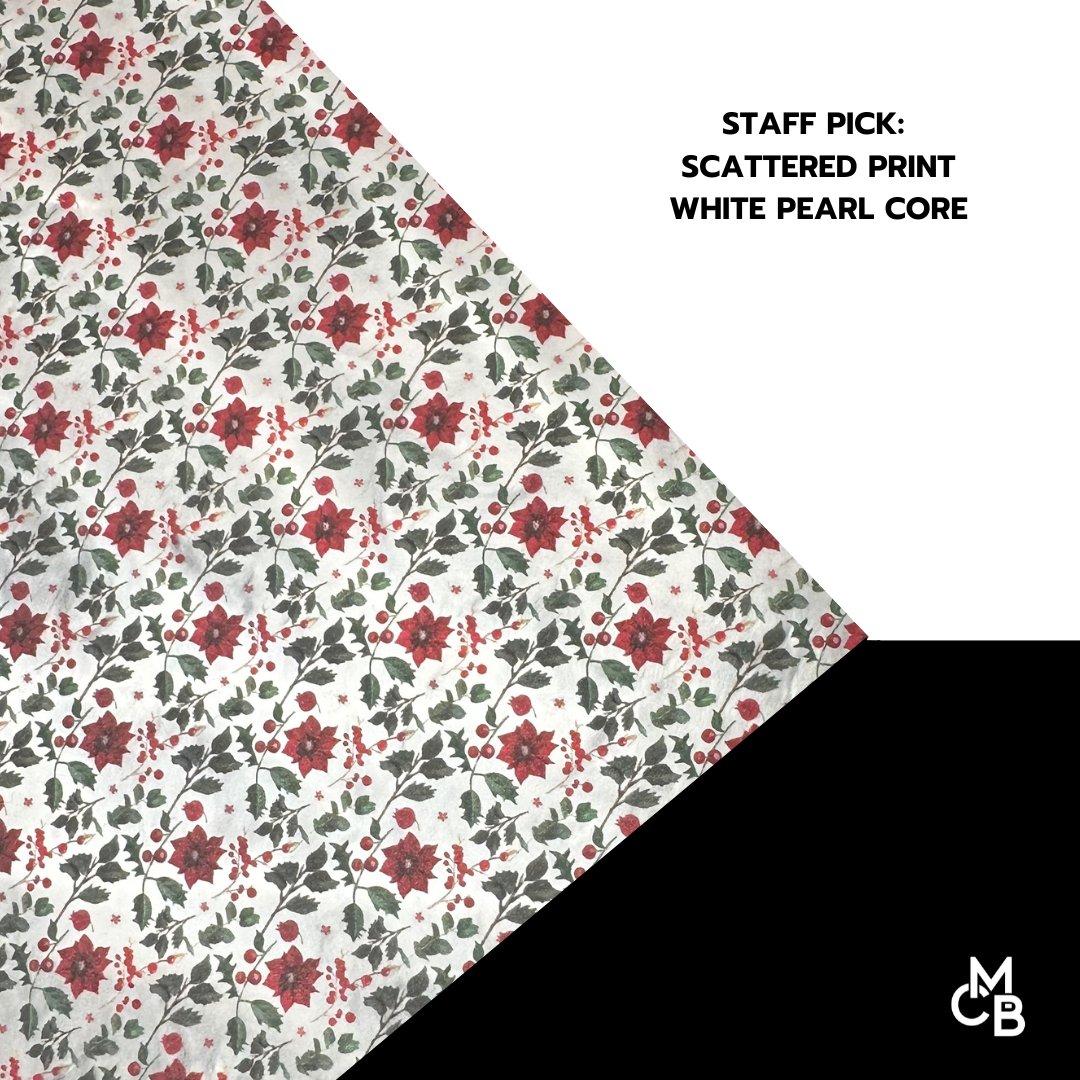 Christmas Floral on White Pearl Pattern Acrylic Sheet CMB PRESTIGE PATTERNS - Acrylic Sheets