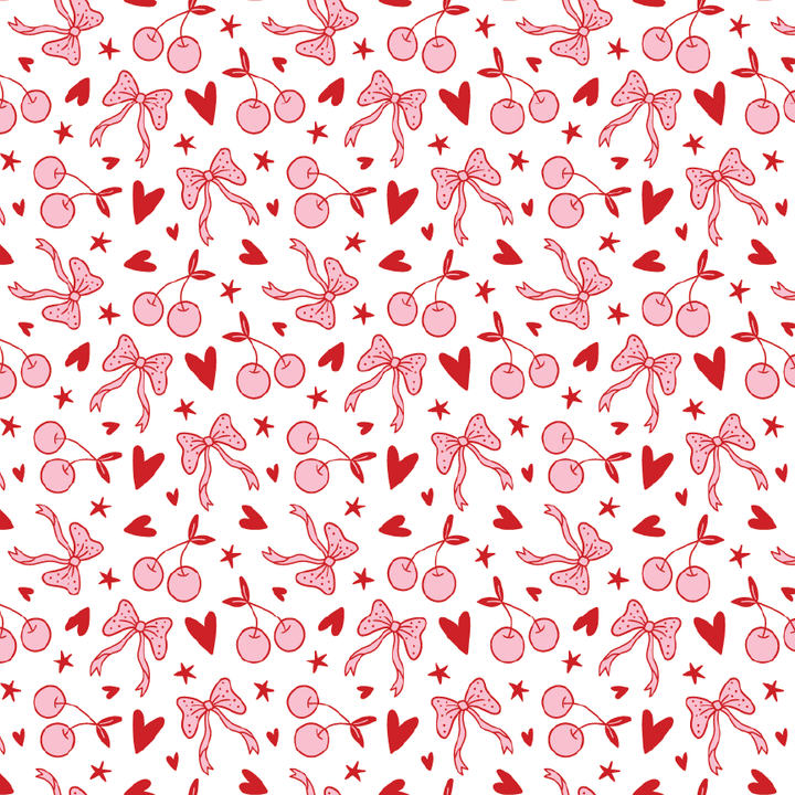 Coquette Cherry Hearts & Bows Pattern Acrylic Sheets - CMB Pattern Acrylic