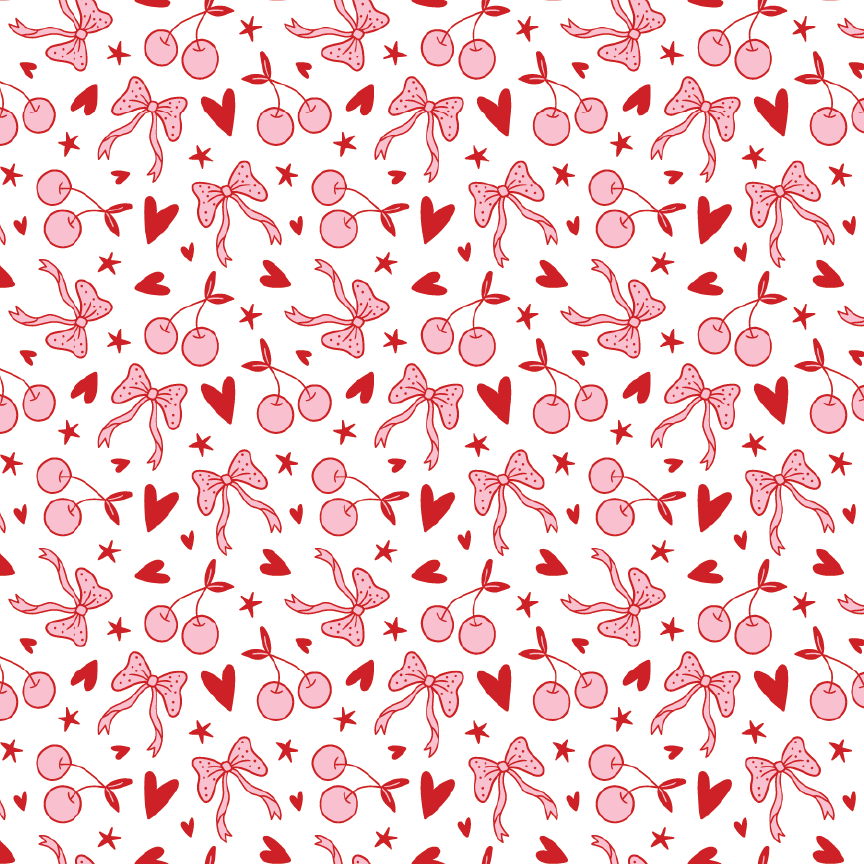 Coquette Cherry Hearts & Bows Pattern Acrylic Sheets - CMB Pattern Acrylic