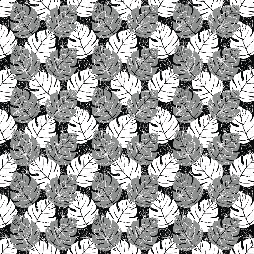 Distressed Black White Gray Leaves Pattern Acrylic Sheets - CMB Pattern Acrylic