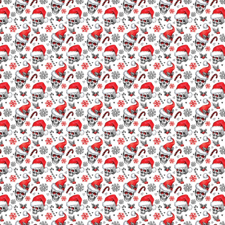 Festive Santa Skulls Pattern Acrylic Sheets - CMB Pattern Acrylic