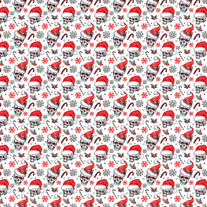 Festive Santa Skulls Pattern Acrylic Sheets - CMB Pattern Acrylic