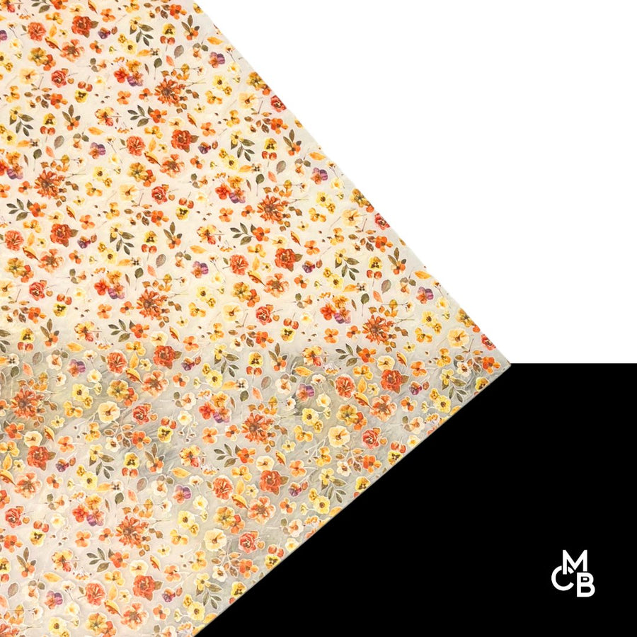 Itty Bitty Autumn Pressed Floral on Ghost White Pattern Acrylic Sheet CMB PRESTIGE PATTERNS - Acrylic Sheets