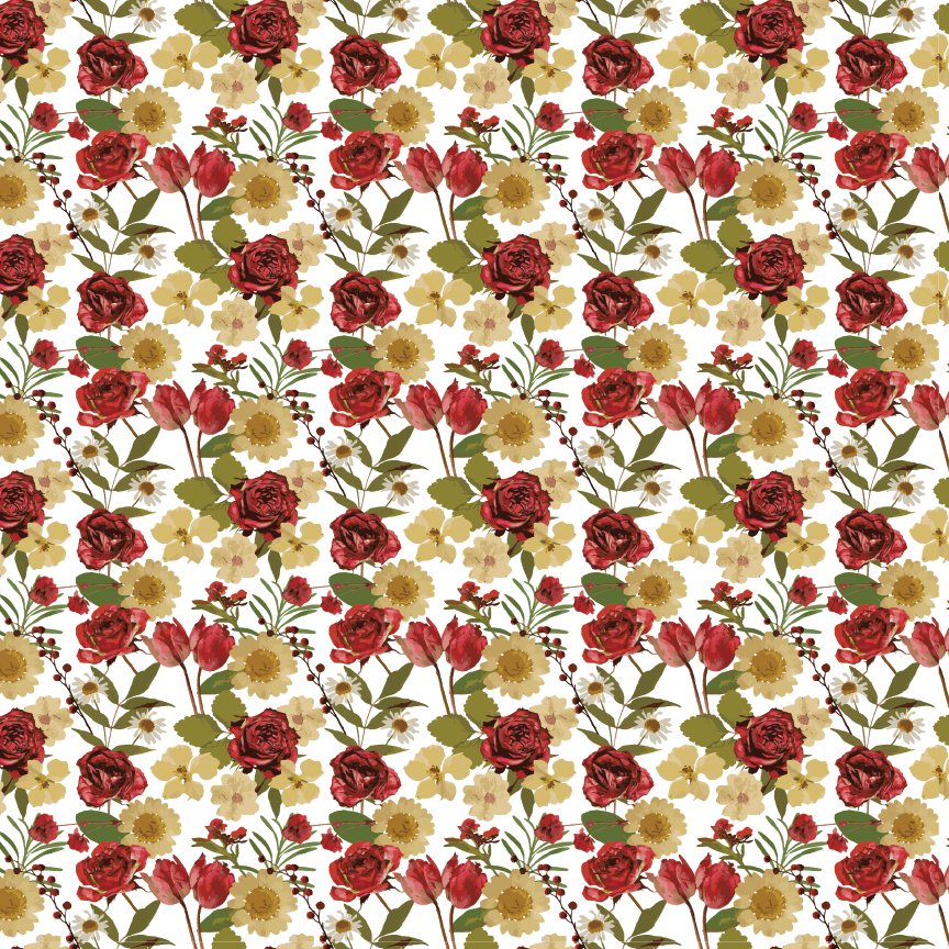 Itty Bitty Red & Gold Pressed Floral Pattern Acrylic Sheets - CMB Pattern Acrylic