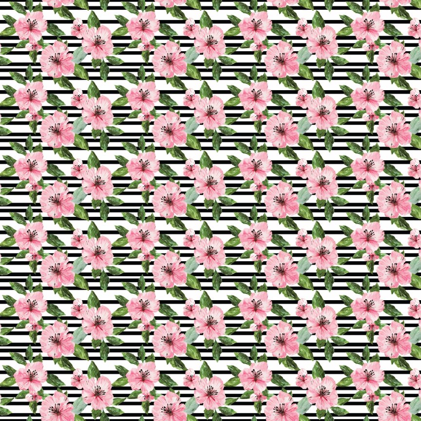 Pink Floral on Stripes Pattern Acrylic Sheets - CMB Pattern Acrylic