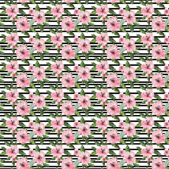 Pink Floral on Stripes Pattern Acrylic Sheets - CMB Pattern Acrylic