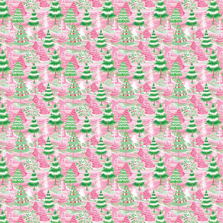 Preppy Pink & Green Christmastrees Pattern Acrylic Sheets - CMB Pattern Acrylic