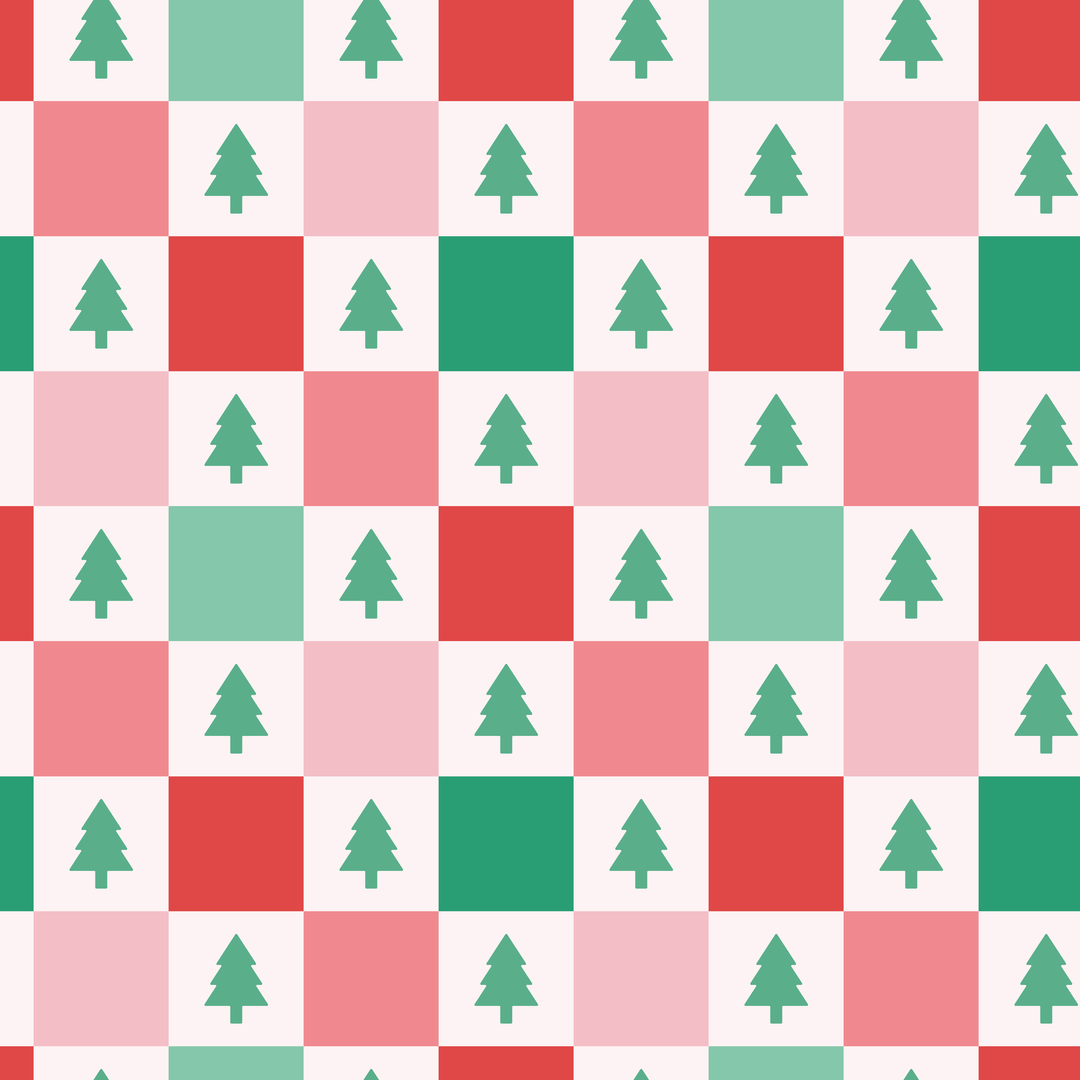 Retro Christmas Checkers & Trees Pattern Acrylic Sheets - CMB Pattern Acrylic