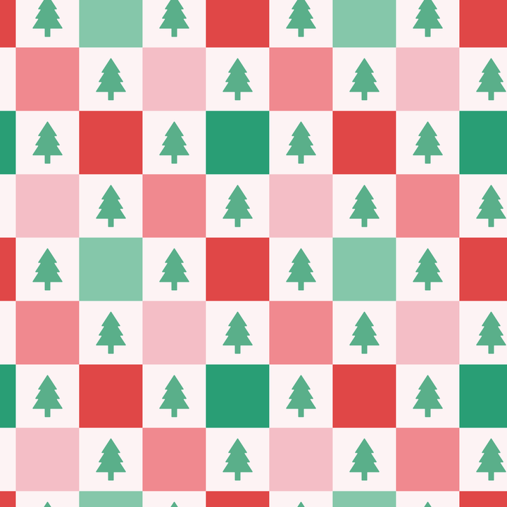 Retro Christmas Checkers & Trees Pattern Acrylic Sheets - CMB Pattern Acrylic