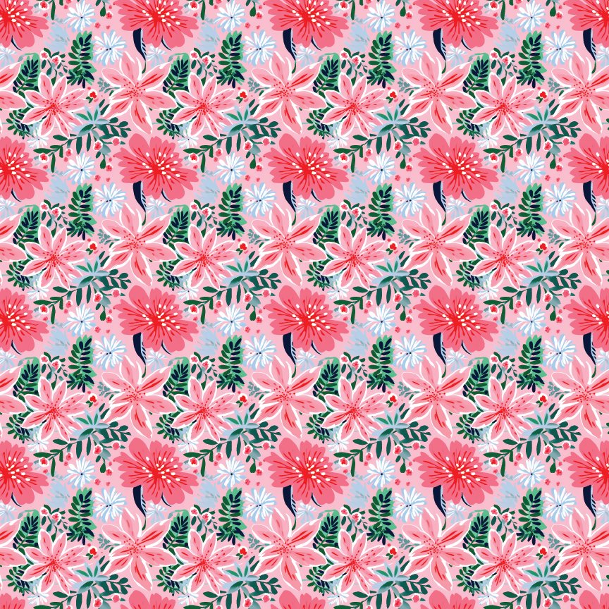 Tropical Pastel Christmas Floral 1 Pattern Acrylic Sheets - CMB Pattern Acrylic