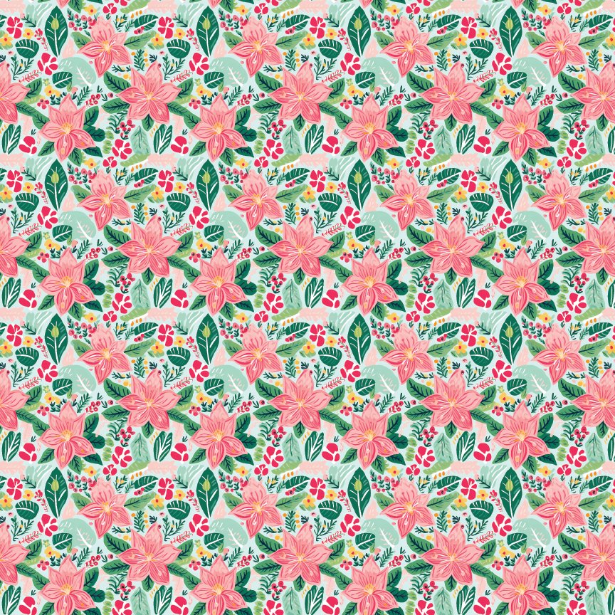 Tropical Pastel Christmas Floral 2 Pattern Acrylic Sheets - CMB Pattern Acrylic