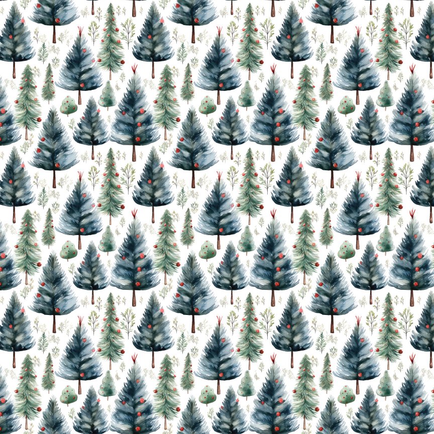 Watercolor Christmas Trees Pattern Acrylic Sheets - CMB Pattern Acrylic