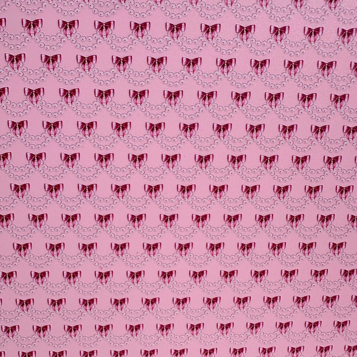 Bows & Pearls on Pastel Pink Pattern Acrylic Sheet CMB PRESTIGE PATTERNS - Acrylic Sheets